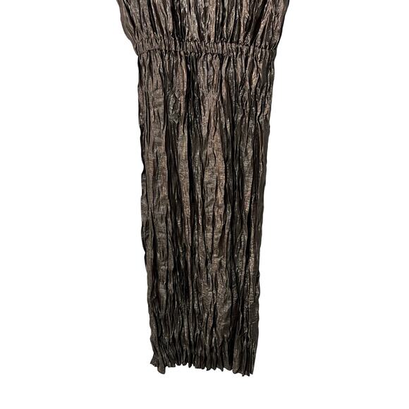 LAFAYETTE 148 WOMENS SMALL PLISSE GATHERED WAIST MIDI DRESS PEWTER METALLIC NEW - Picture 11 of 13